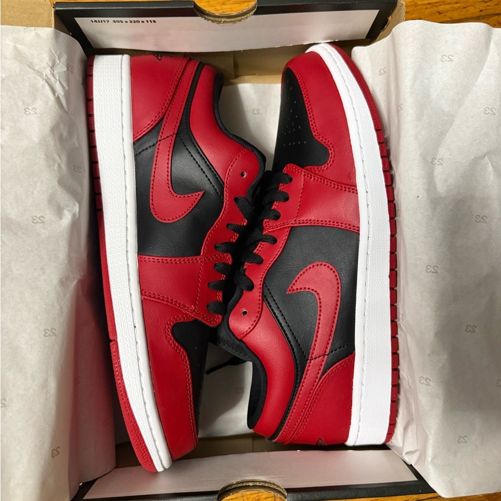 Jordan Red and Black Low-Top Sneakers